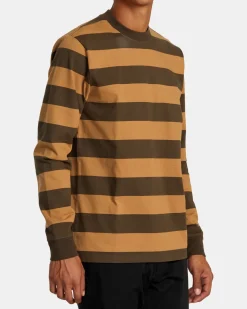 RVCA CHAINMAIL STRIPE LONG SLEEVE TEE Camel Hot