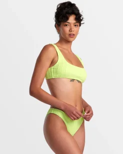 RVCA CHEVY GROOVES HIGH LEG FRENCH BIKINI BOTTOMS Neon Green Discount