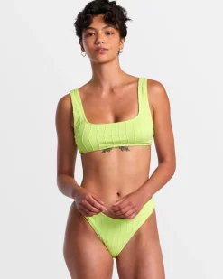 RVCA CHEVY GROOVES LACEBACK BRALETTE BIKINI TOP Neon Green