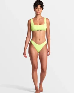 RVCA CHEVY GROOVES LACEBACK BRALETTE BIKINI TOP Neon Green