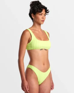 RVCA CHEVY GROOVES LACEBACK BRALETTE BIKINI TOP Neon Green