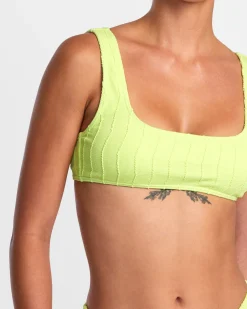 RVCA CHEVY GROOVES LACEBACK BRALETTE BIKINI TOP Neon Green