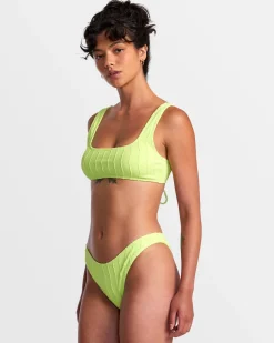RVCA CHEVY GROOVES LACEBACK BRALETTE BIKINI TOP Neon Green