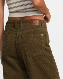 RVCA COCO CORDUROY WIDE LEG PANTS Dark Olive Hot