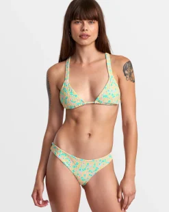 RVCA CONFETTI LOW WAIST CHEEKY BIKINI BOTTOMS Neon Green Discount