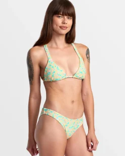 RVCA CONFETTI LOW WAIST CHEEKY BIKINI BOTTOMS Neon Green Discount