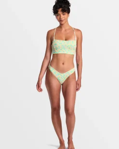 RVCA CONFETTI STRAPPY CROP BIKINI TOP Neon Green Clearance