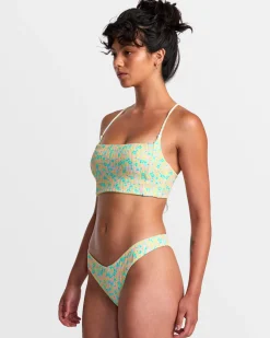 RVCA CONFETTI STRAPPY CROP BIKINI TOP Neon Green Clearance