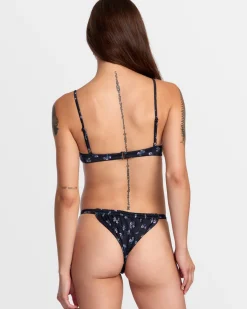 RVCA CONTEMPO DOUBLE STRAP SKIMPY BIKINI BOTTOMS Black Clearance