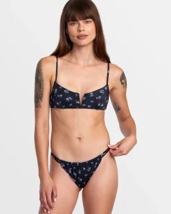 RVCA CONTEMPO DOUBLE STRAP SKIMPY BIKINI BOTTOMS Black Clearance