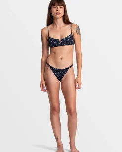 RVCA CONTEMPO DOUBLE STRAP SKIMPY BIKINI BOTTOMS Black Clearance
