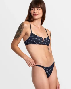RVCA CONTEMPO DOUBLE STRAP SKIMPY BIKINI BOTTOMS Black Clearance