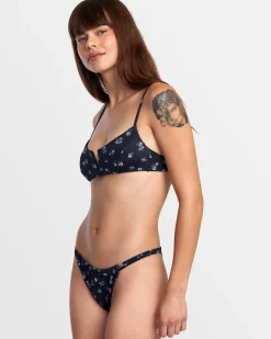 RVCA CONTEMPO DOUBLE STRAP SKIMPY BIKINI BOTTOMS Black Clearance