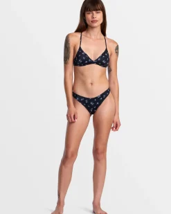 RVCA CONTEMPO HIGH LEG FRENCH BIKINI BOTTOMS Black Clearance