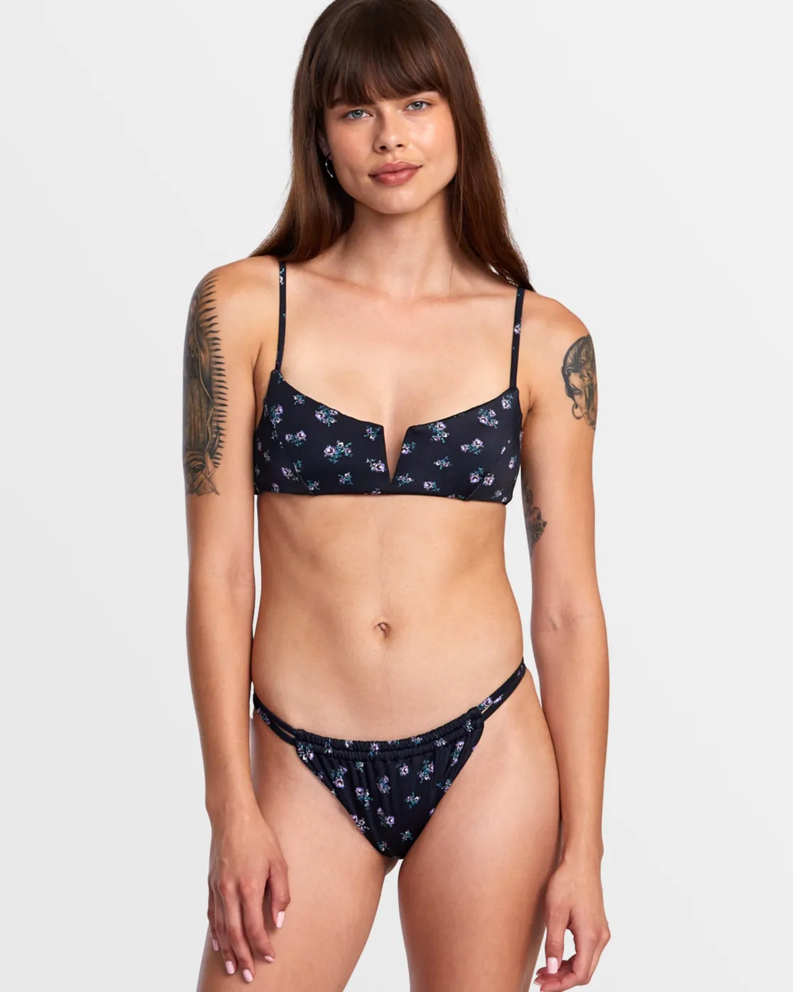 RVCA CONTEMPO V-WIRE BRALETTE BIKINI TOP Black Discount