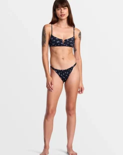 RVCA CONTEMPO V-WIRE BRALETTE BIKINI TOP Black Discount