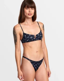 RVCA CONTEMPO V-WIRE BRALETTE BIKINI TOP Black Discount