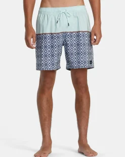RVCA COUNTY ELASTIC WAIST 17" BOARDSHORTS Light Blue New