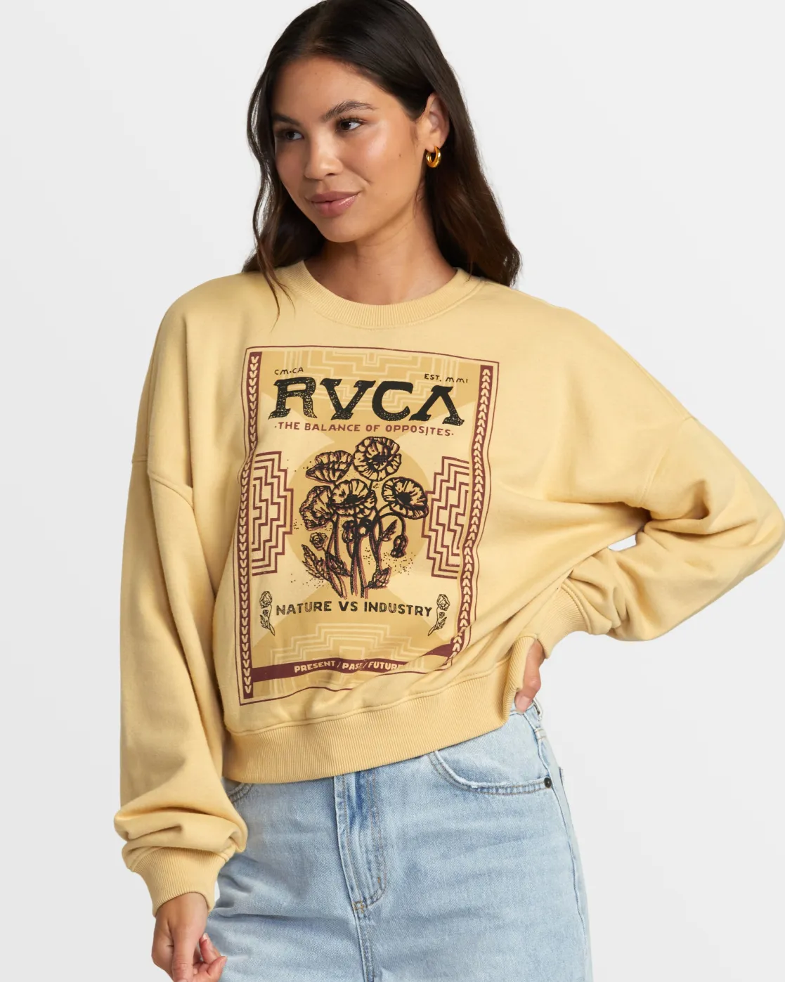 RVCA COURT CREWNECK SWEATSHIRT Sahara Sun Hot