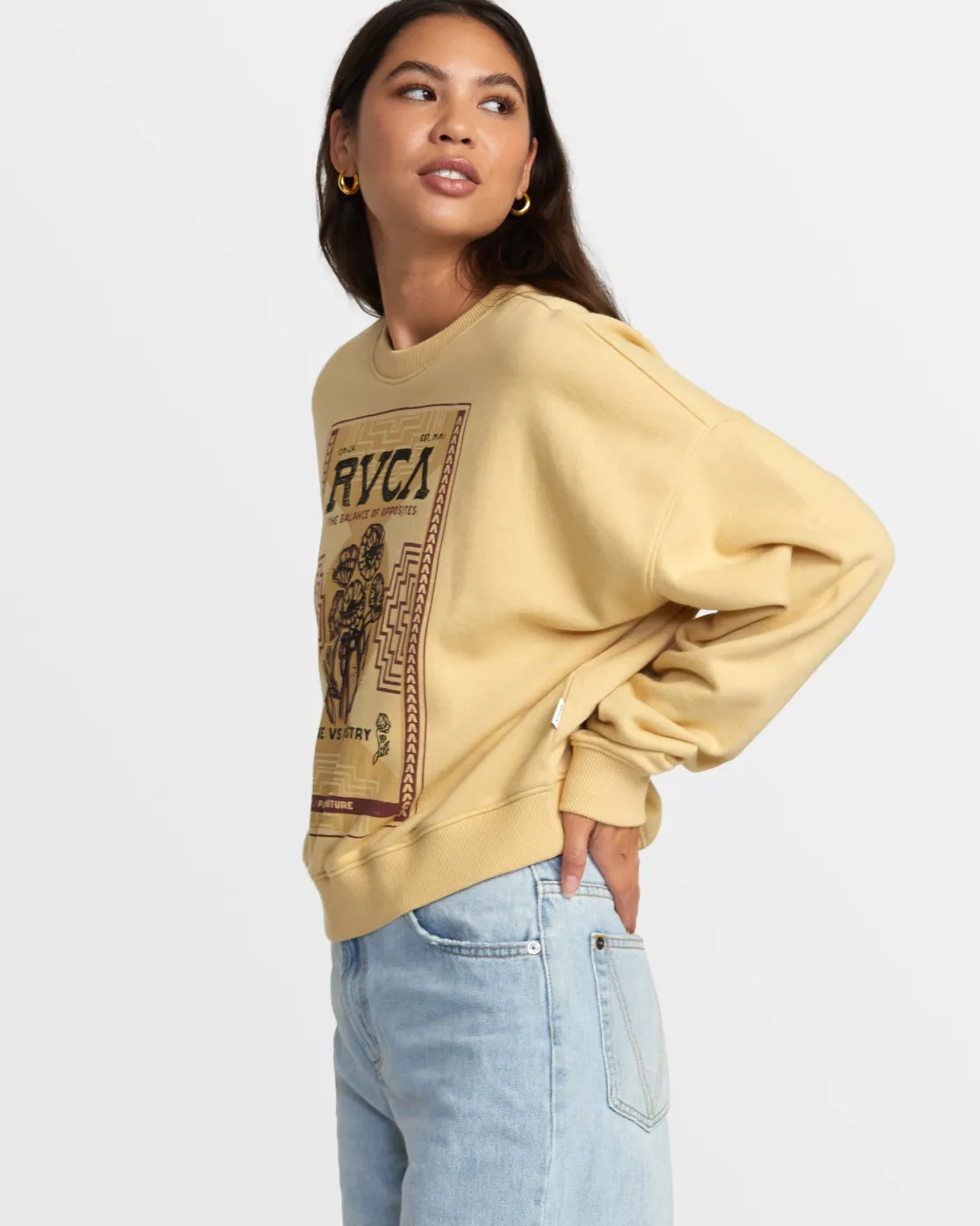 RVCA COURT CREWNECK SWEATSHIRT Sahara Sun Hot