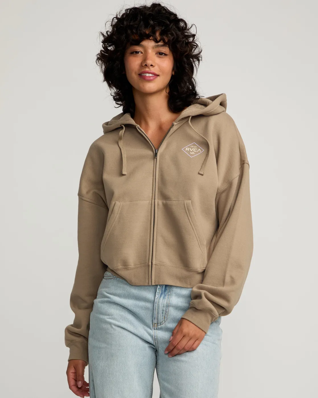 RVCA COURT ZIP HOODIE Dark Khaki Sale