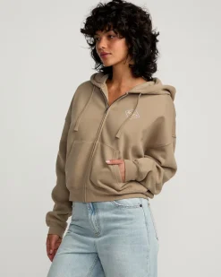 RVCA COURT ZIP HOODIE Dark Khaki Sale