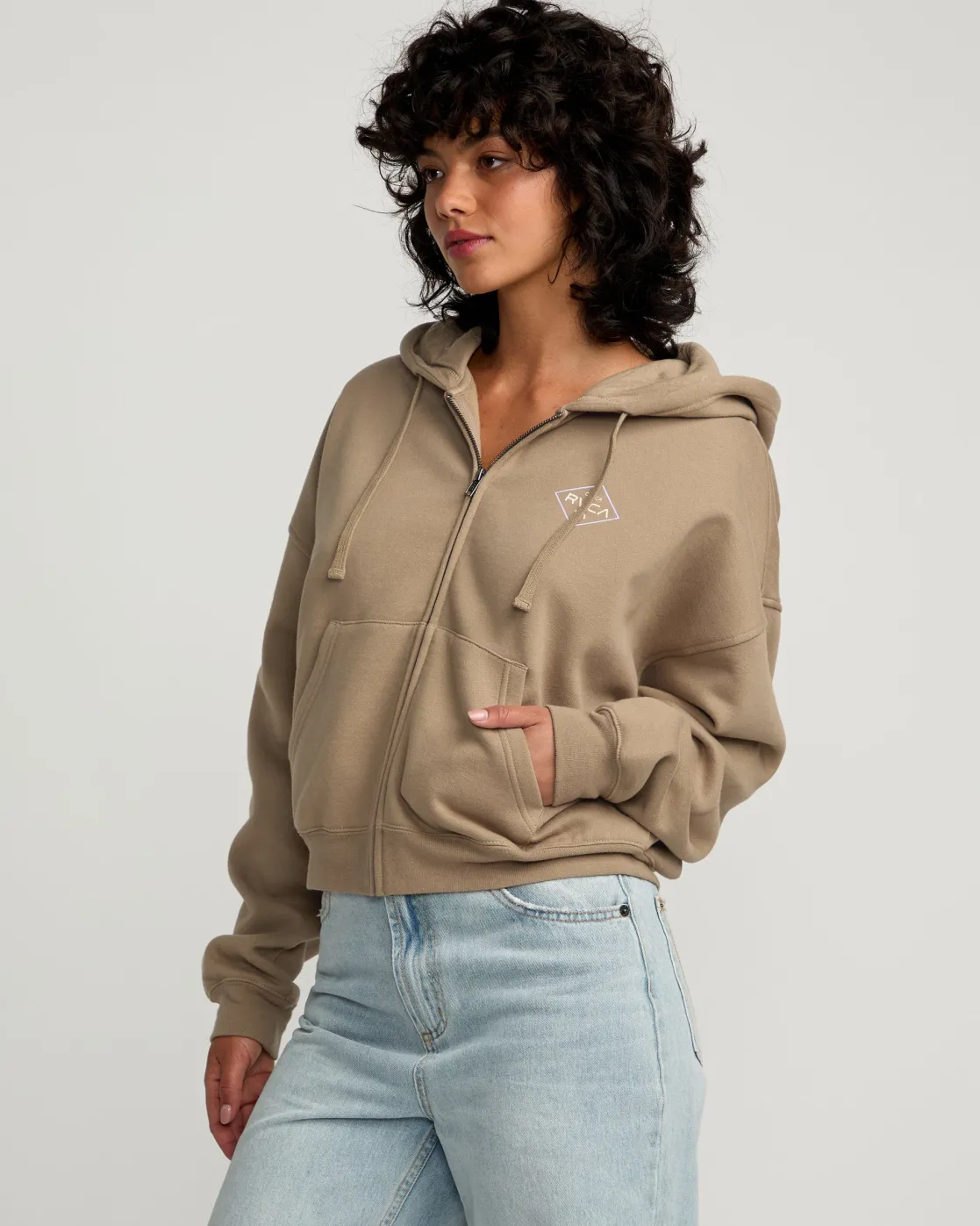 RVCA COURT ZIP HOODIE Dark Khaki Sale