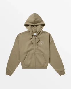 RVCA COURT ZIP HOODIE Dark Khaki Sale