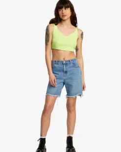 RVCA CRAWFORD LONG SHORT DENIM SHORTS 90S Blue Outlet