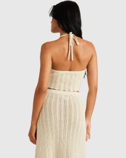 RVCA CROCHET HALTER TOP Natural Discount