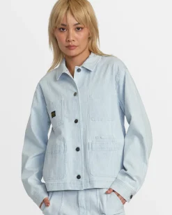 RVCA DAYSHIFT CHORE JACKET Blue Hickory Clearance