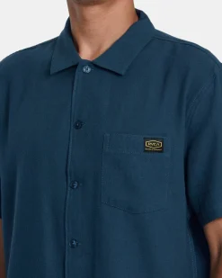 RVCA DAYSHIFT COLLECTION DAYSHIFT SHORT SLEEVE SHIRT Petrol Blue Outlet
