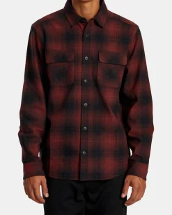 RVCA DAYSHIFT FLANNEL LONG SLEEVE TOP Red Earth Clearance