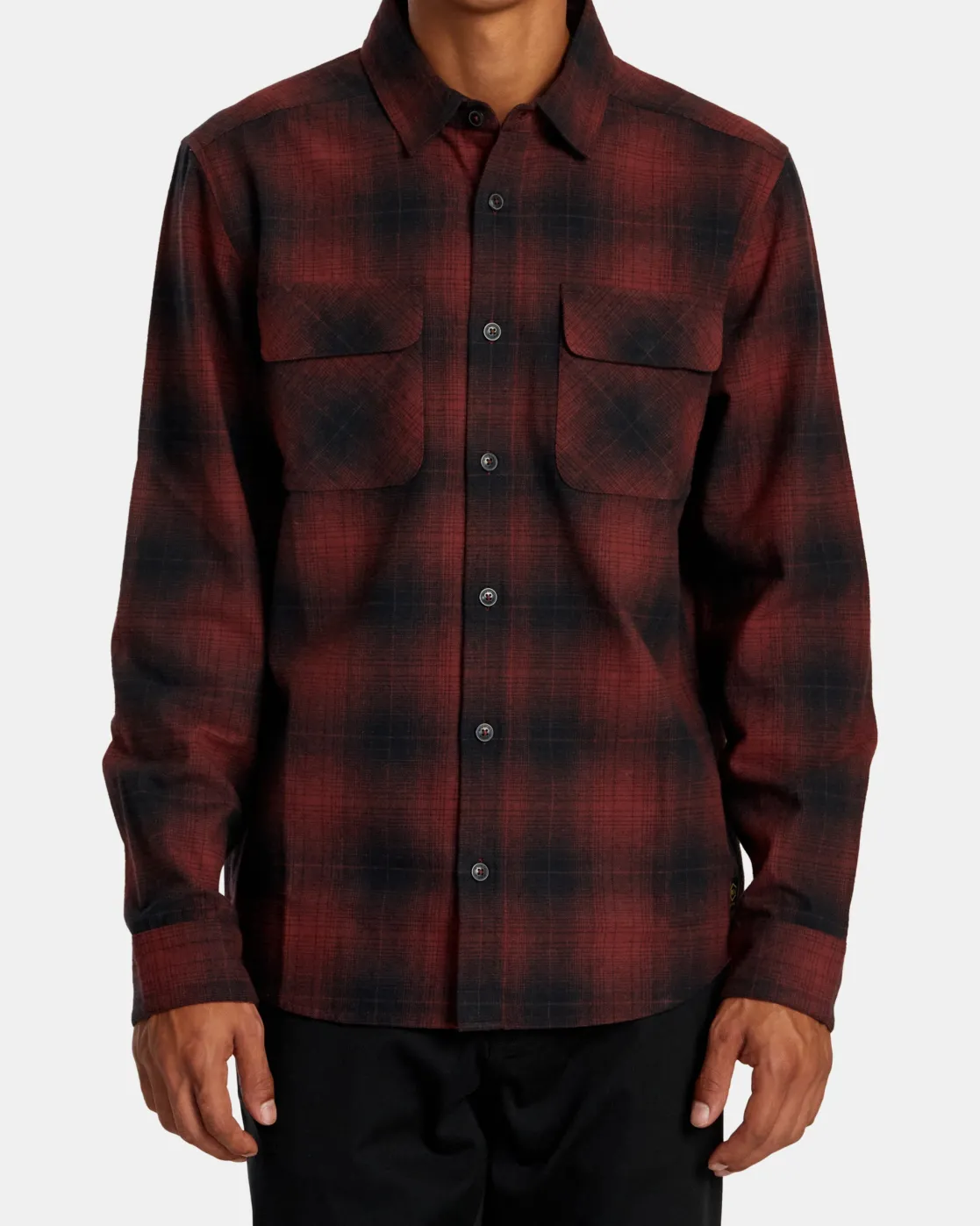 RVCA DAYSHIFT FLANNEL LONG SLEEVE TOP Red Earth Clearance