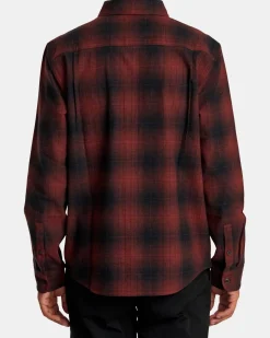 RVCA DAYSHIFT FLANNEL LONG SLEEVE TOP Red Earth Clearance