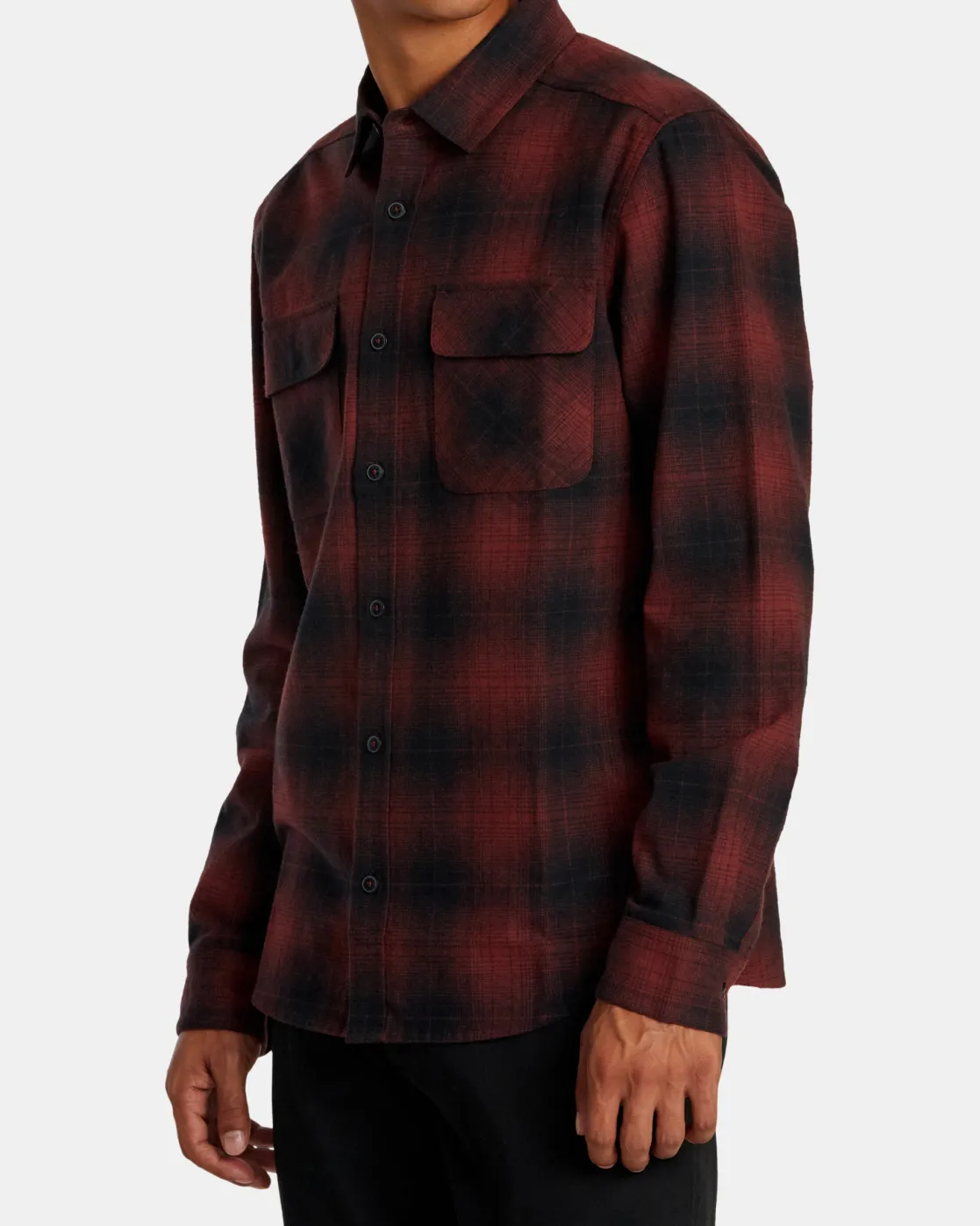RVCA DAYSHIFT FLANNEL LONG SLEEVE TOP Red Earth Clearance