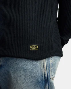 RVCA DAYSHIFT LONG SLEEVE THERMAL SHIRT Black New