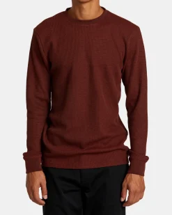 RVCA DAYSHIFT LONG SLEEVE THERMAL SHIRT Red Earth New