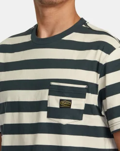 RVCA DAYSHIFT STRIPE TEE Garage Blue Clearance
