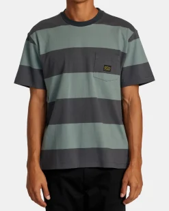 RVCA DAYSHIFT STRIPE TEE Balsam Green