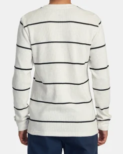 RVCA DAYSHIFT THERMAL STRIPE LONG SLEEVE Oatmeal Sale