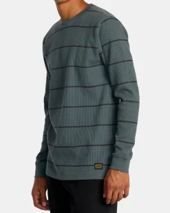 RVCA DAYSHIFT THERMAL STRIPE LONG SLEEVE Balsam Green Hot