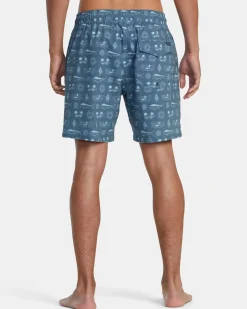 RVCA DORADO ELASTIC WAIST BOARDSHORTS 17'' Duck Blue Hot