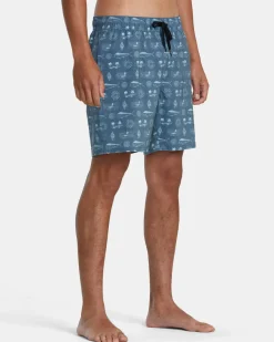 RVCA DORADO ELASTIC WAIST BOARDSHORTS 17'' Duck Blue Hot