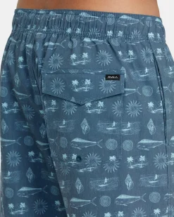 RVCA DORADO ELASTIC WAIST BOARDSHORTS 17'' Duck Blue Hot