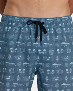 RVCA DORADO ELASTIC WAIST BOARDSHORTS 17'' Duck Blue Hot