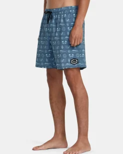 RVCA DORADO ELASTIC WAIST BOARDSHORTS 17'' Duck Blue Hot