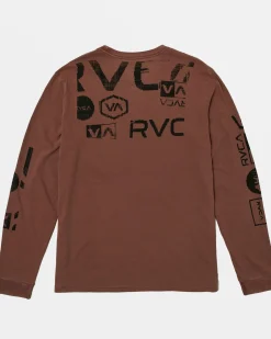 RVCA DOT MATRIX LONG SLEEVE TEE Red Earth Sale