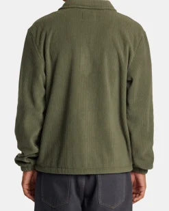 RVCA DOWNTOWN FLEECE COACHES JACKET Olive Discount