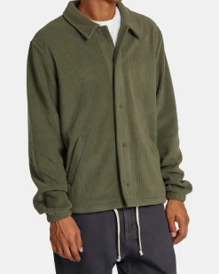 RVCA DOWNTOWN FLEECE COACHES JACKET Olive Discount